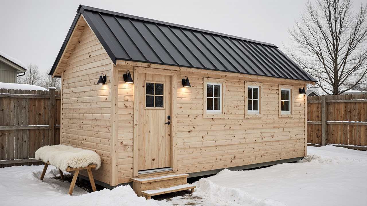 Natural Wood Winter Sanctuary - Nordic Hygge Lounge Shed with Cozy Warmth