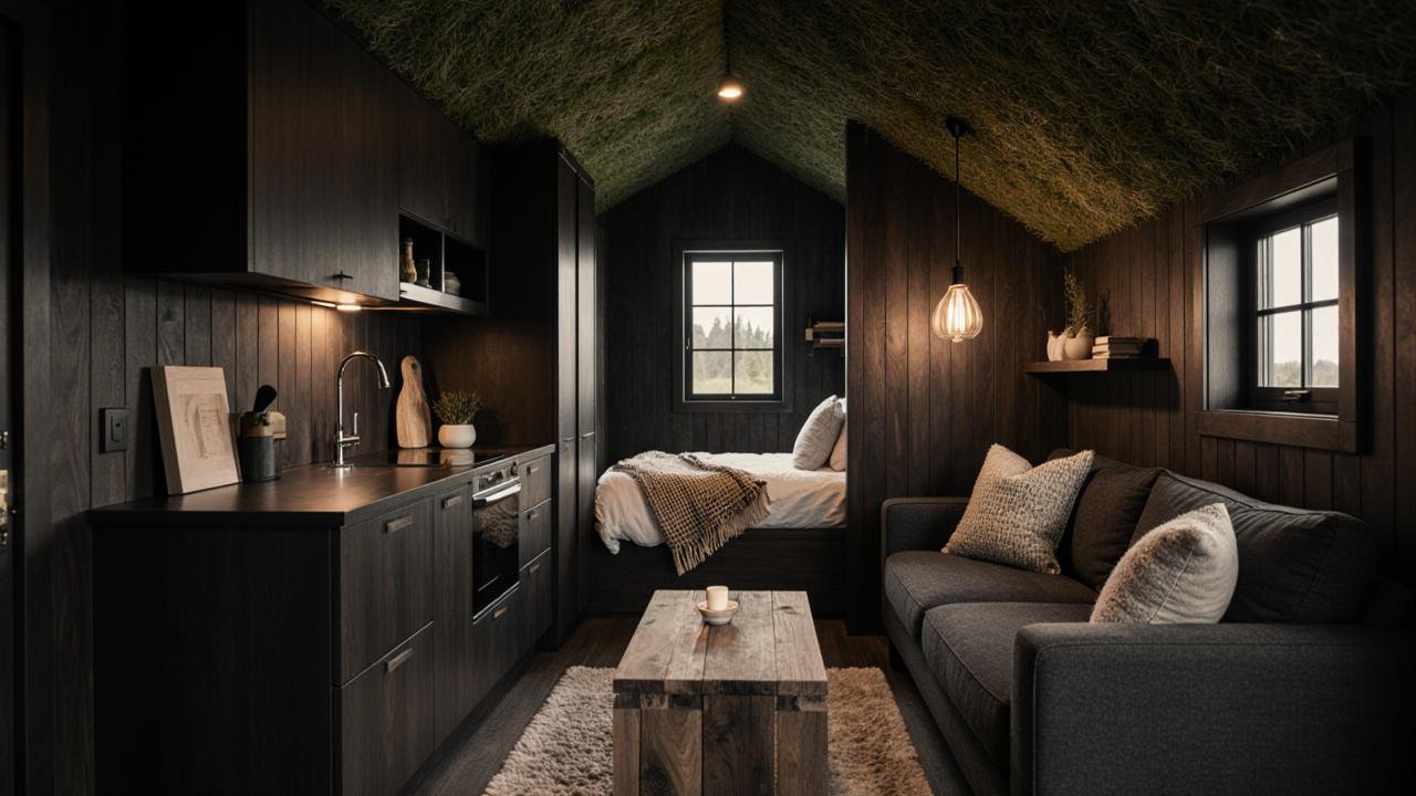 Nordic Turf-Roof Cabin interior