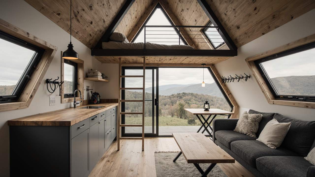 Off-Grid A-Frame Adventure Cabin interior