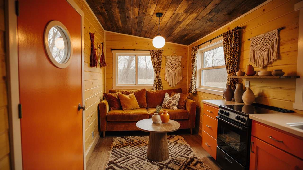 Retro 70s Micro Lodge interior