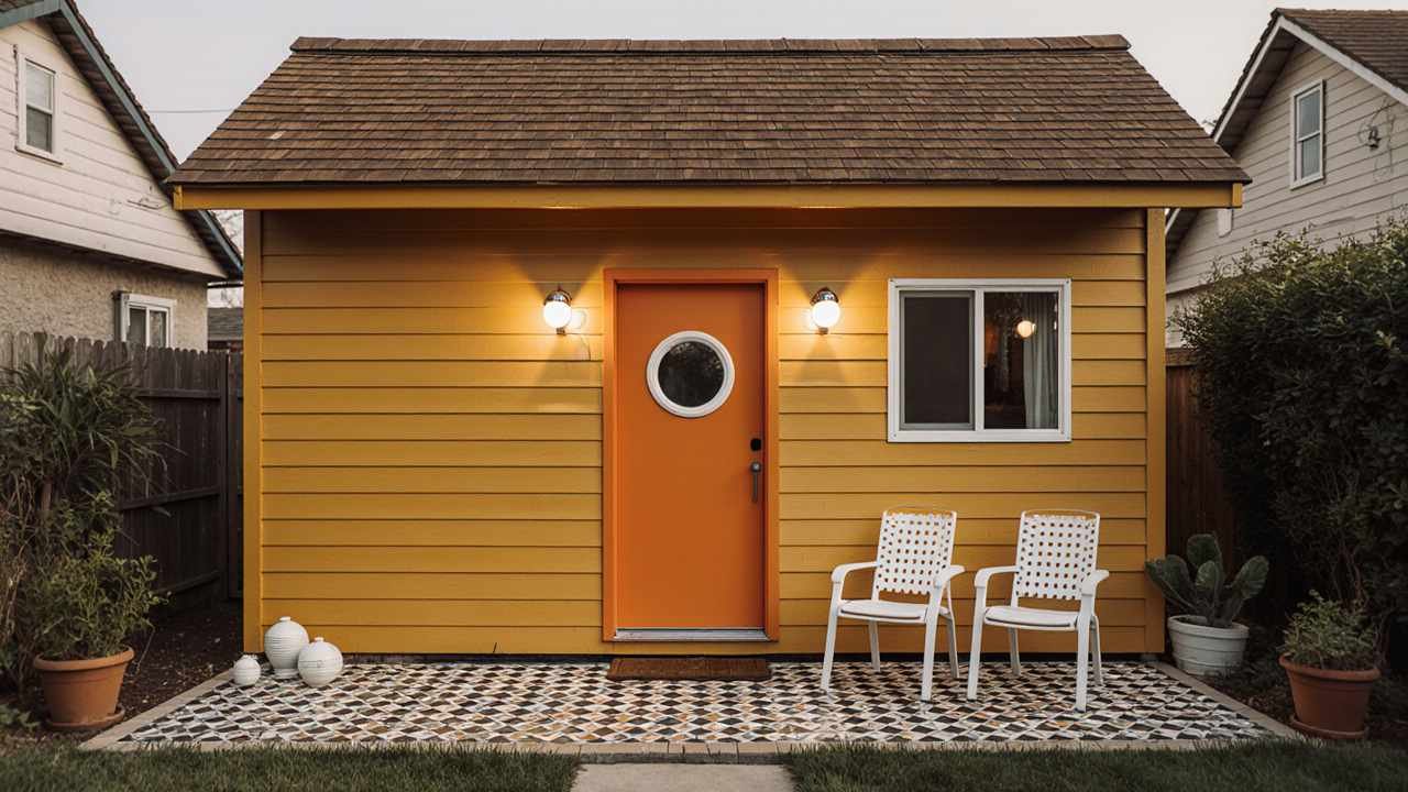 Burnt Orange Boho Cabin - Retro 70s Micro Lodge