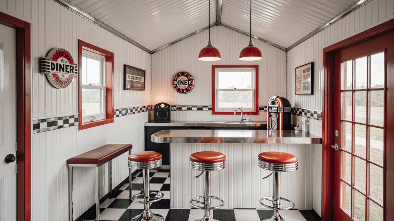 Retro Diner-Inspired Shed interior