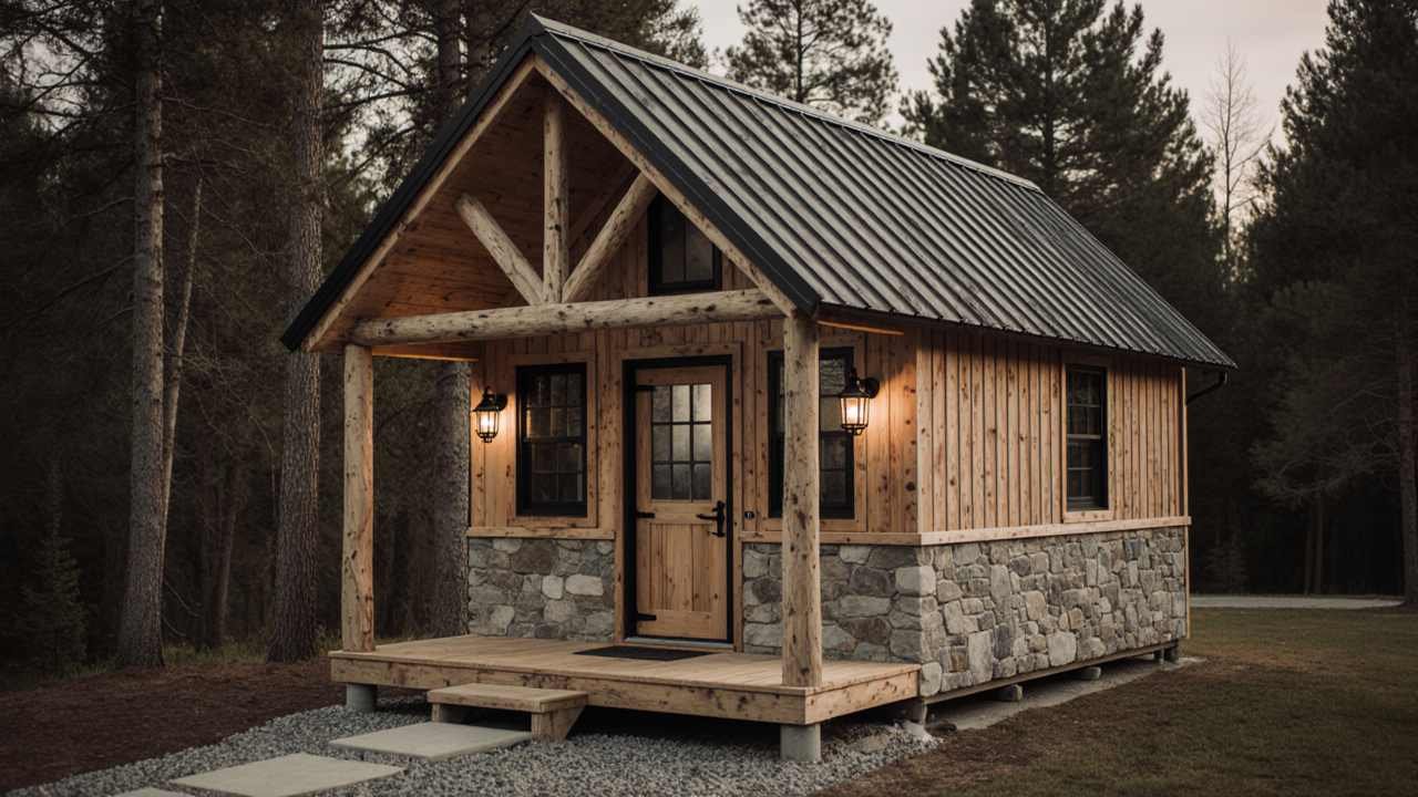 Stone & Timber Alpine Refuge - Prefab Shed to Rustic Mountain Getaway