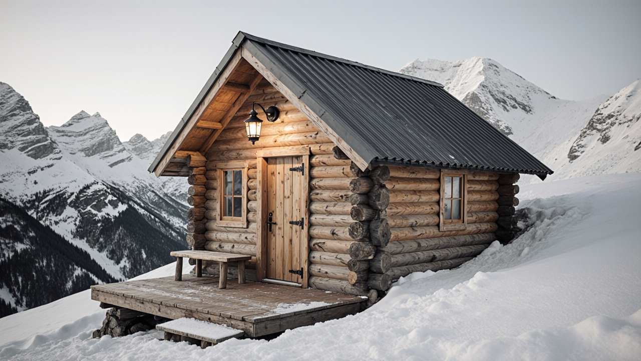 Mountain Timber & Stone Retreat - Rustic Alpine Hut