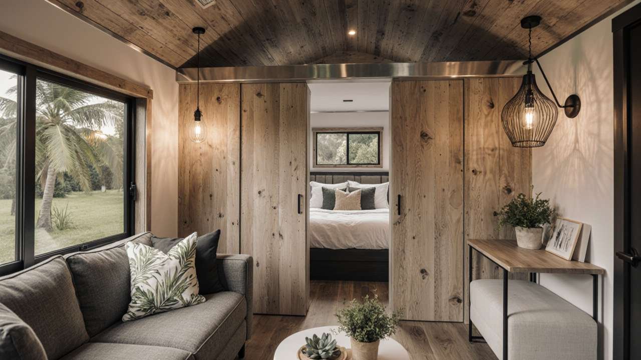 Rustic Cabin-Style Two-Story Tiny Home interior