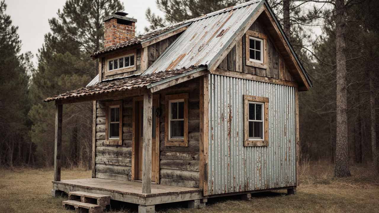Weathered Patina Retreat - Rustic Cabin Blending Reclaimed Timber & Industrial Metal