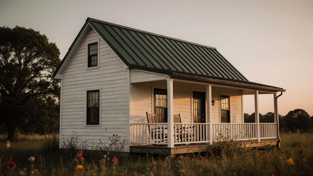 Sage-Green Prairie Cottage - Rustic Farmhouse Tiny Living in Wildflower Fields