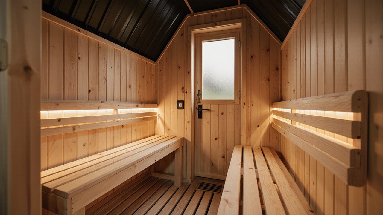 Scandi Sauna Shed interior