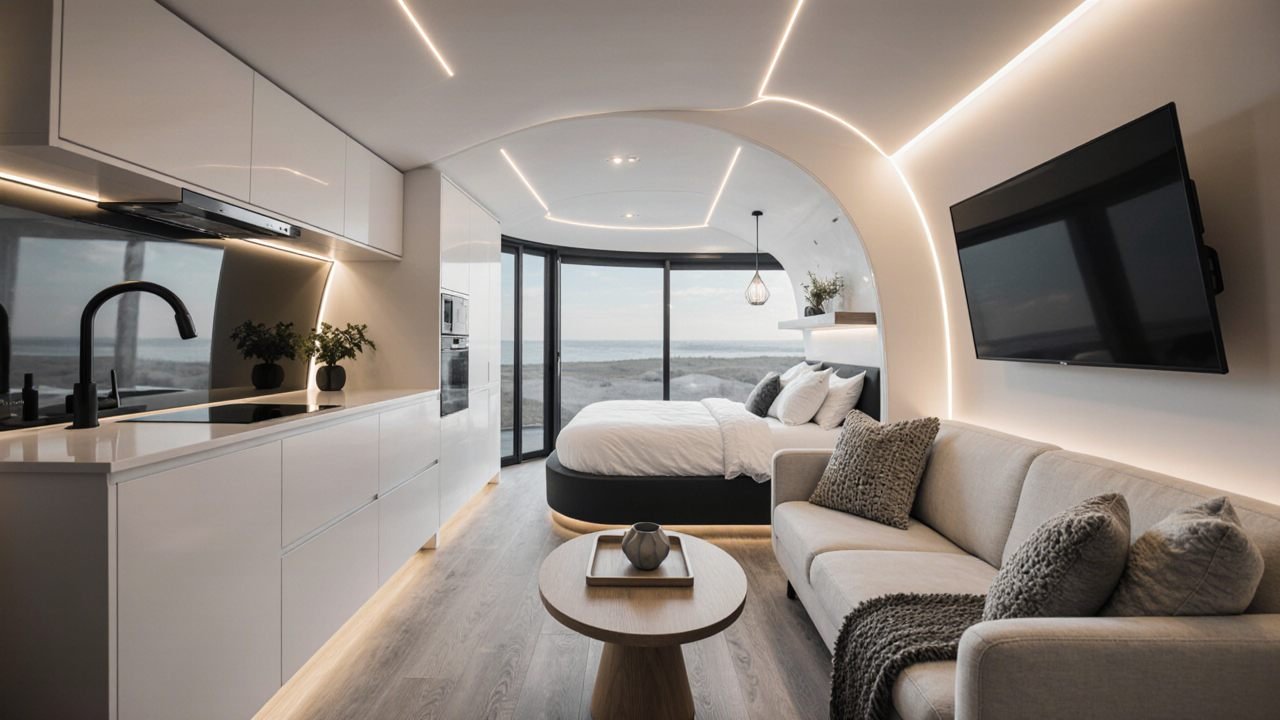 Sleek Futuristic Pod Home interior
