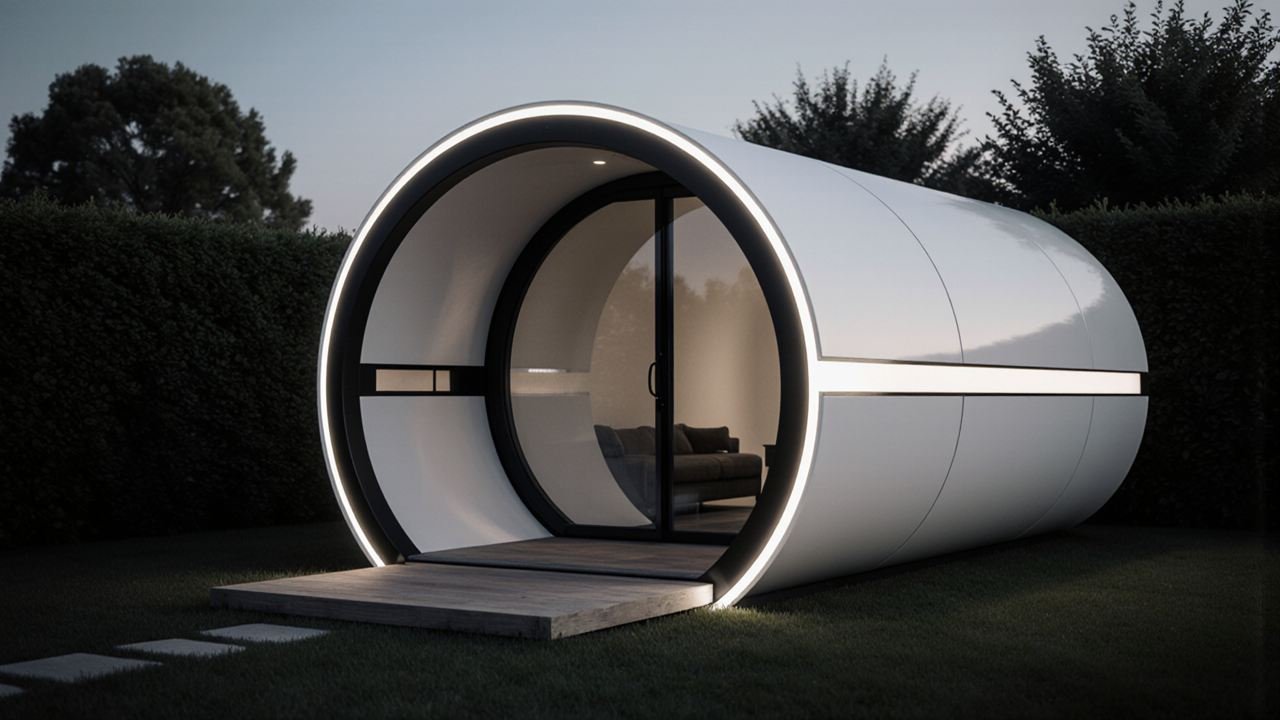 Arctic White Capsule Studio - Sleek Futuristic Pod Home for Tomorrow's Living