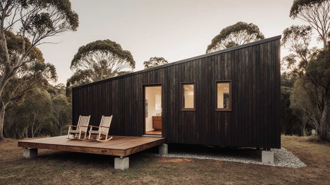 Ironbark Retreat - Charcoal Cabin with Modern Minimalist Living