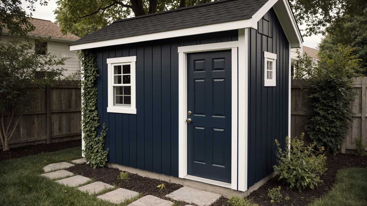 Deep Navy Literary Sanctuary - Reading Nook Shed with Cozy Library Charm
