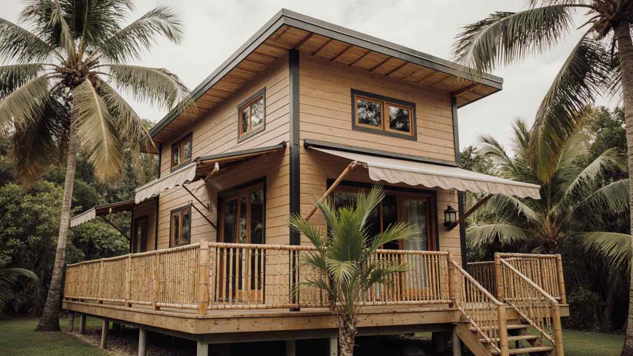 Golden Teak & Palm Shade - Tropical Retreat Breezy Living