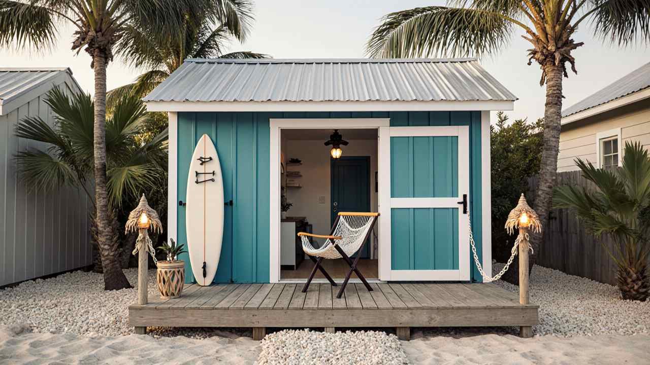Turquoise & White Surf Sanctuary - Tropical Artist's Refuge for Creative Waves