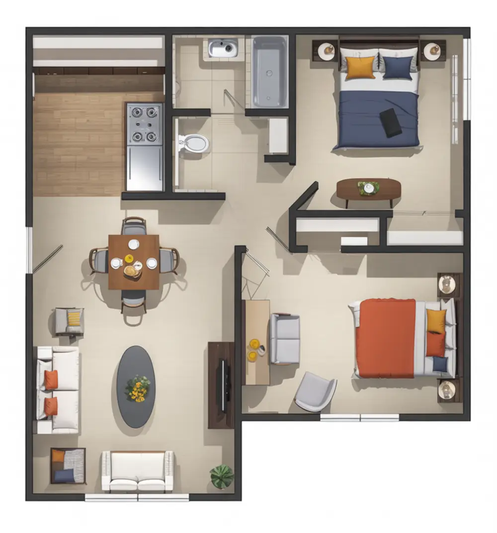 Autumn Glow Haven – Two-Bedroom Tiny Home with Warm Modern Touches