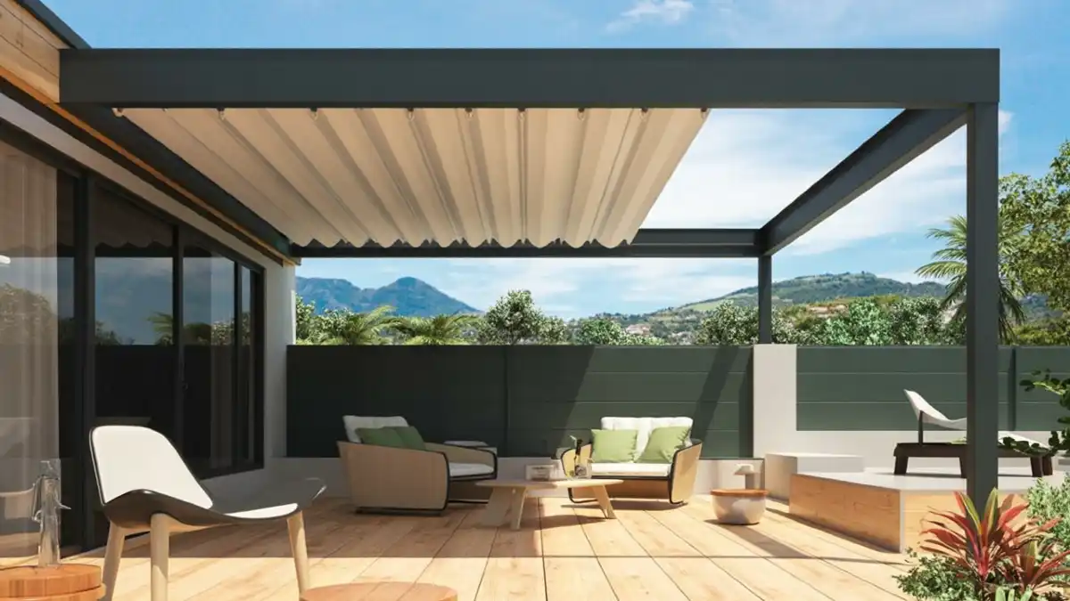 Blonde Wood & Anthracite Canopy Deck - A Contemporary Soft-Top Escape