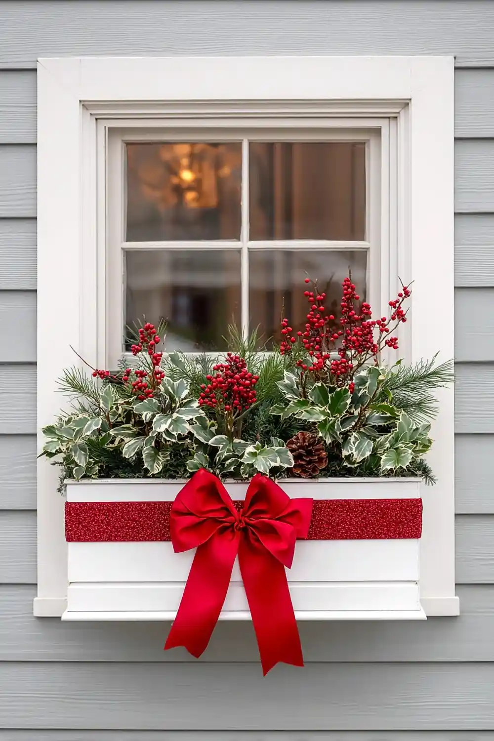 Bow & Winter Greens - Gift-Wrapping Your Windows for Christmas