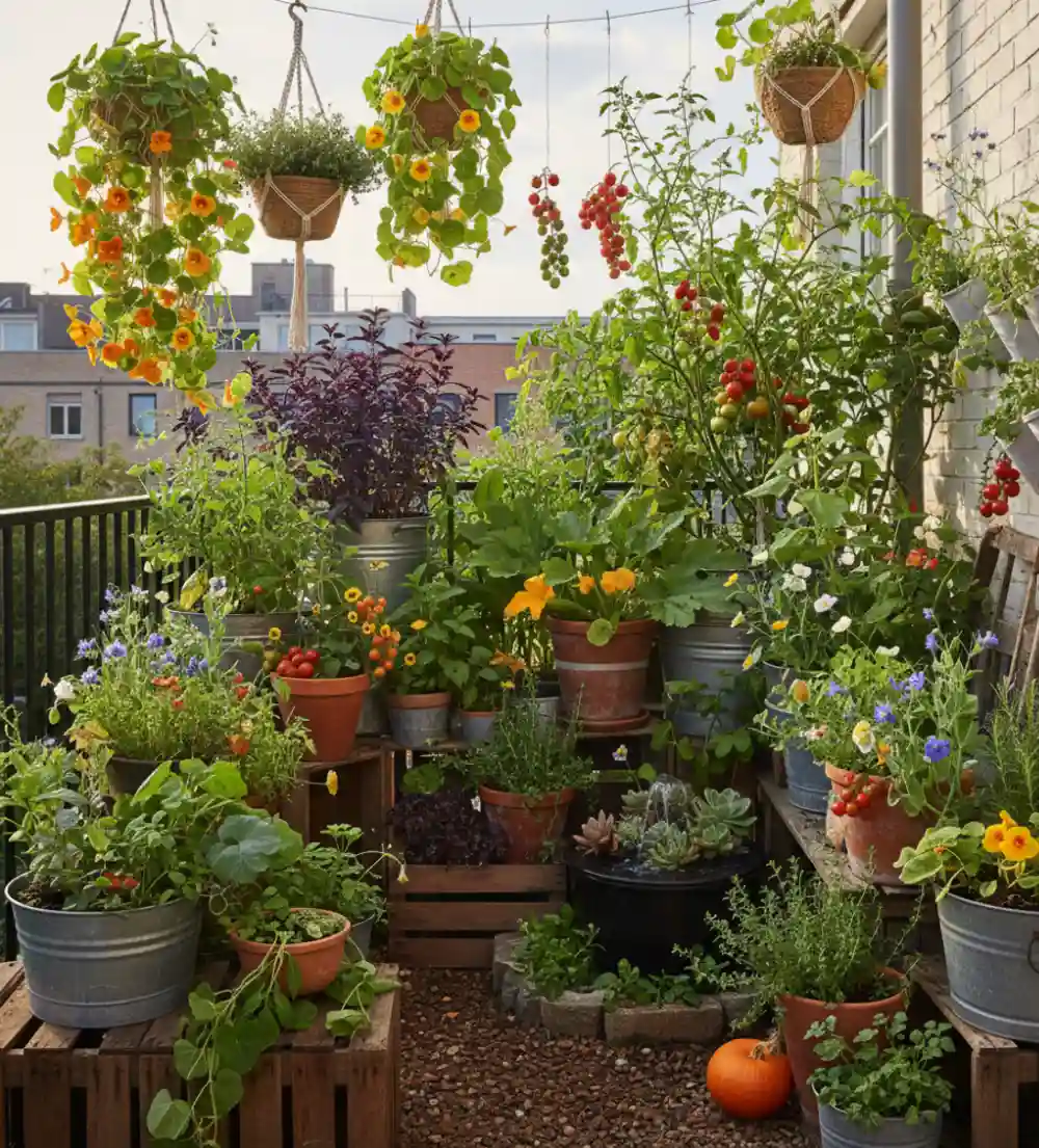 Cascading Tomato and Nasturtium Retreat – High-Yield Chaos Gardening with a Vertical Twist
