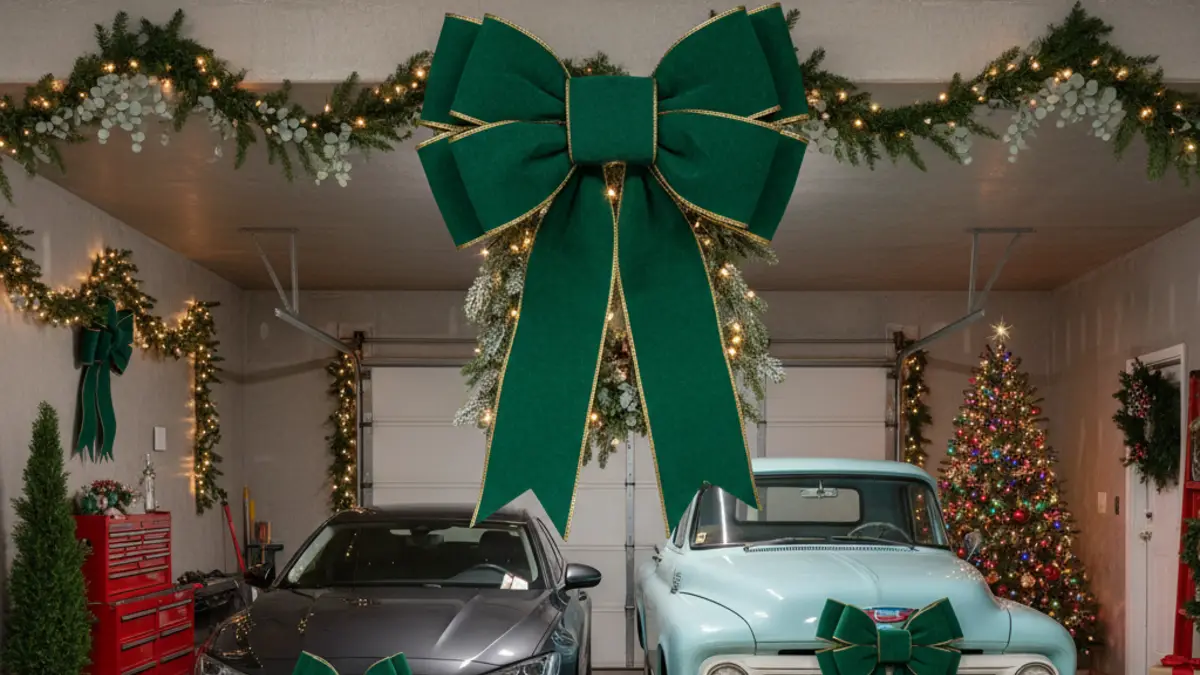 Classic Emerald & Gold Garage - Big Bows for Big Surprises