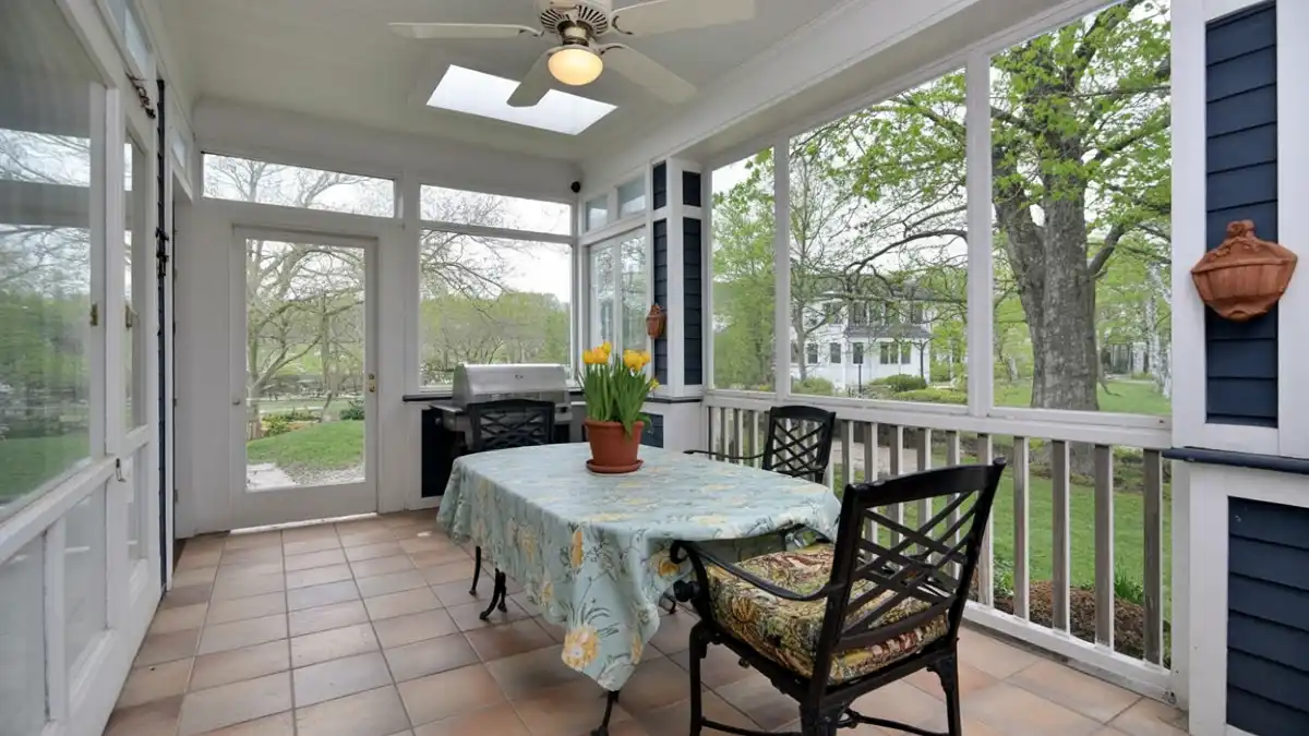 Classic Navy and White Tiled Retreat - Dining in a Breezy Garden Extension