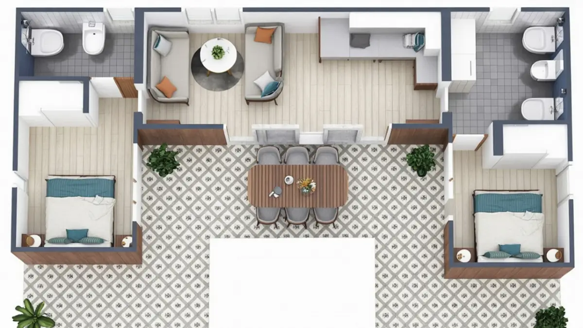 Coastal Twin Retreat – Dual-Bedroom Tiny Home with Mediterranean Charm