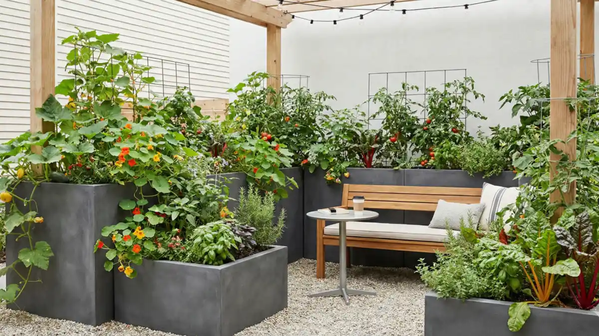 Concrete Chic & Veggie Tangle – Modern "Chaos" for Maximum Harvest