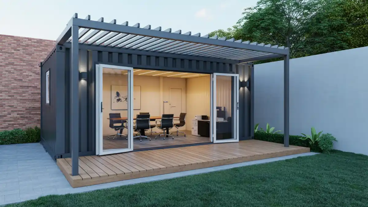 Contemporary Office Shipping Container – A Modern Backyard Workspace