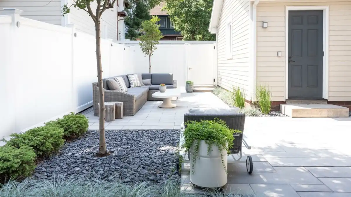 Contemporary Slate and Cream Lounge – Turning Dead Space into a Sun Trap