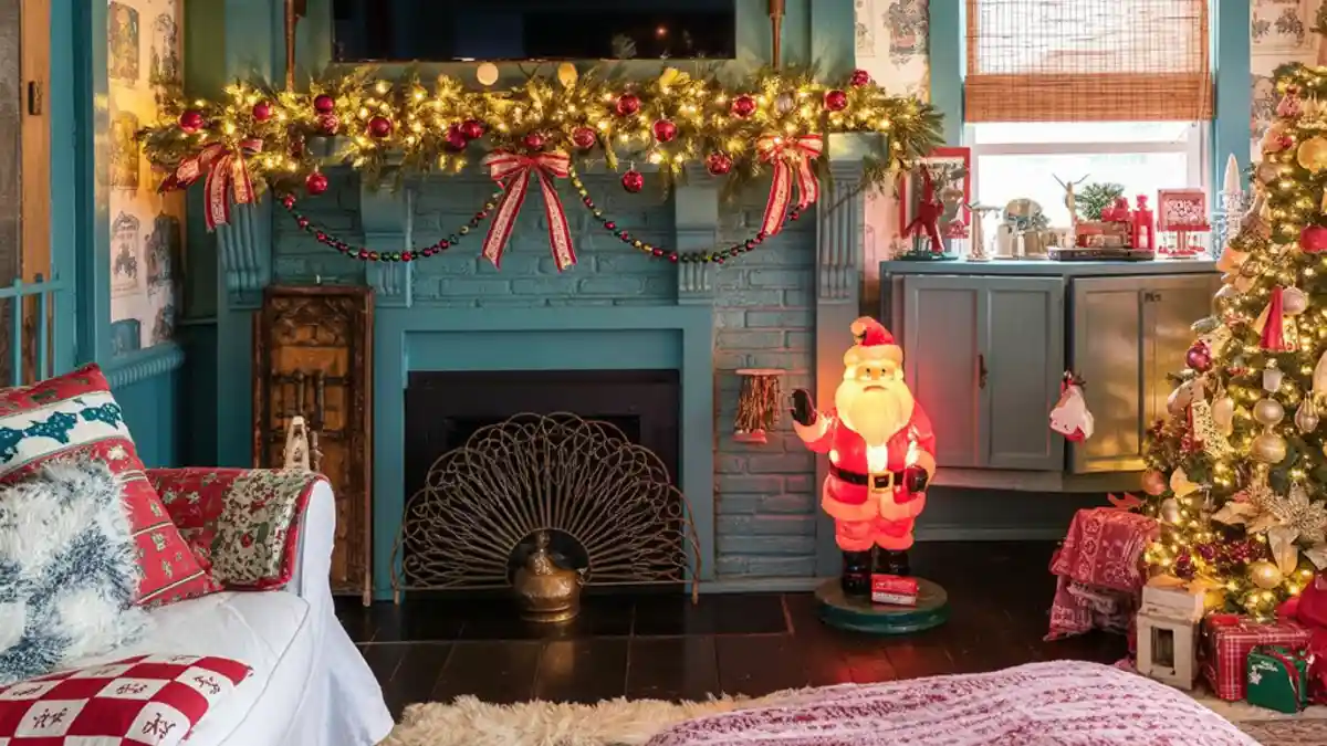 Cozy 90s Christmas Living Room - Bold Colors, Whimsy, and Holiday Charm