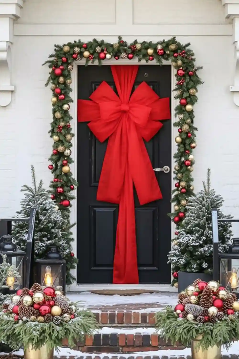 Crimson Bow Grand Entrance - A Bold Take on Oversized Christmas Decor