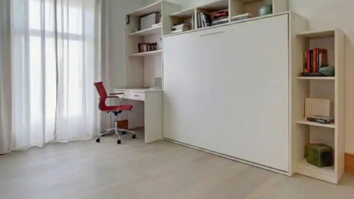 Crisp White & Cherry Red Work-Sleep Hub – The Horizontal Layout for Narrow Rooms