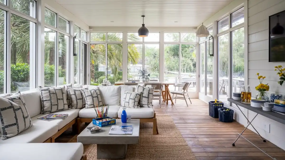 Crisp White & Modern Coastal - A Bright Family Room Extension