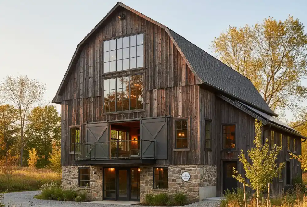 Deep Green & Exposed Stone Retreat - Cozy Barn Living on a Smart Budget
