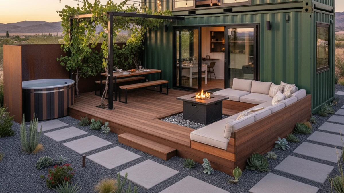 Desert Serenity – Modern Outdoor Retreat for Container Homes