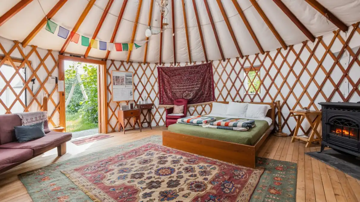 Earthy Wood and Prayer Flag Studio – Soulful Circular Living