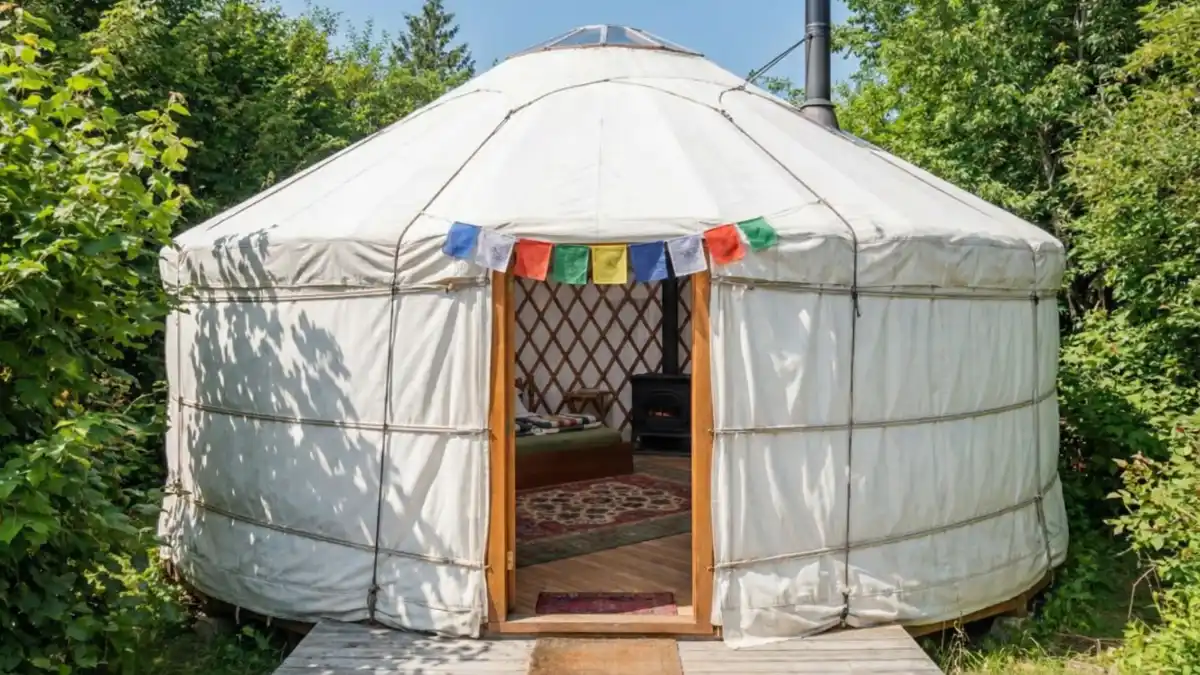 Earthy Wood and Prayer Flag Studio – Soulful Circular Living