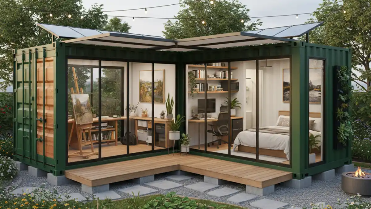 Eco-Friendly Garden Studio – A Shipping Container ADU with Style and Sustainability