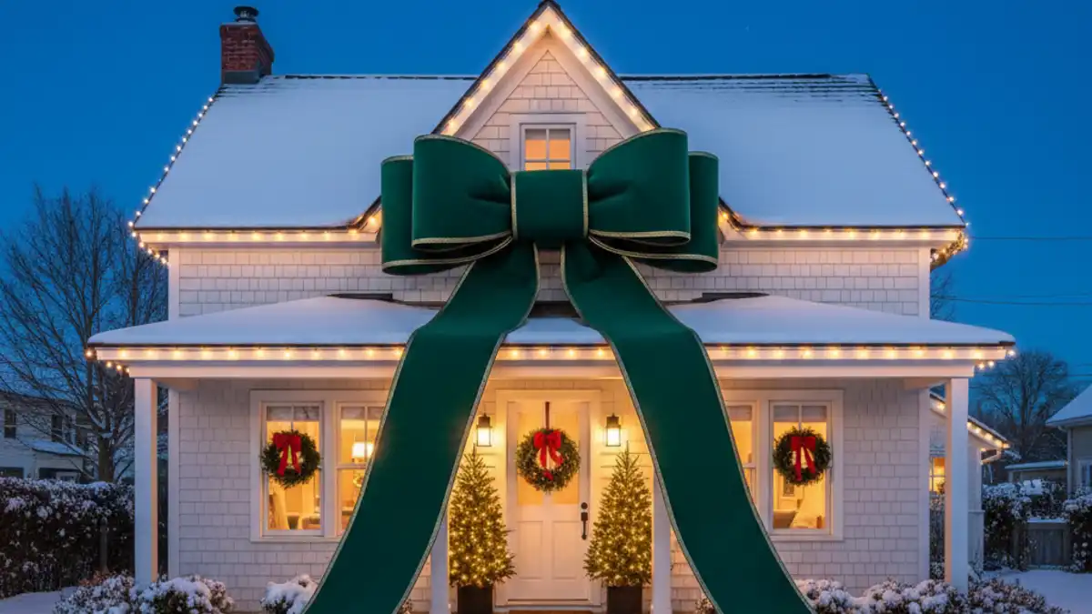 Emerald & Gold Gift-Wrapped Home - An Ultimate Curb Appeal Statement