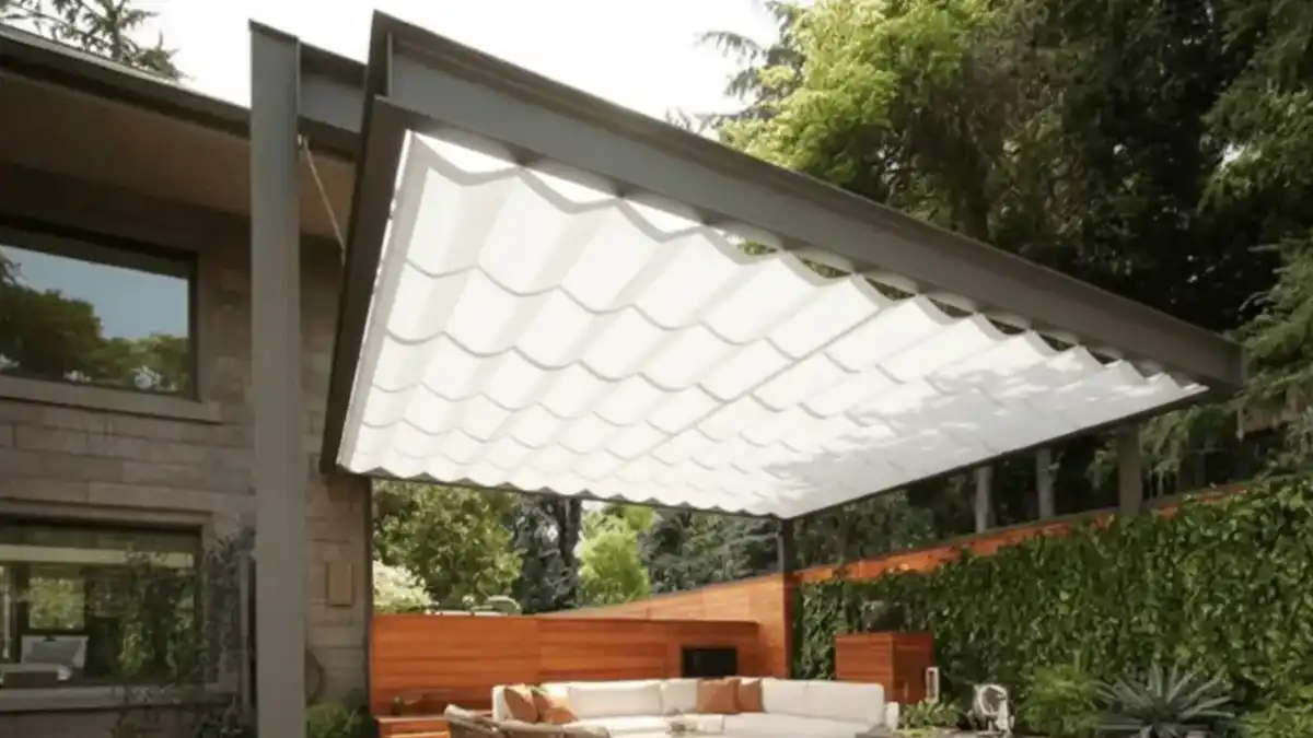 Floating Cedar & Steel Canopy - Unobstructed Luxury for All Seasons