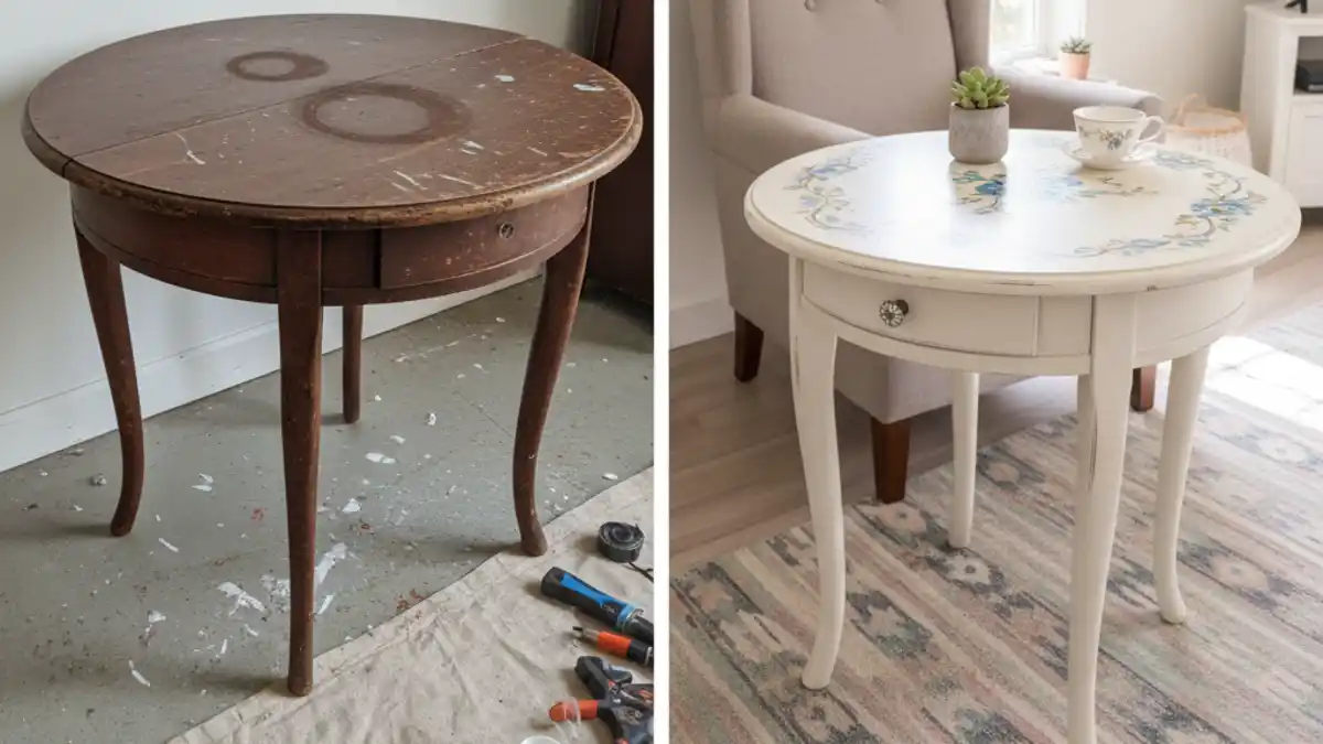 French Cottage Cream & Floral Side Table – Romantic Corner Upgrade