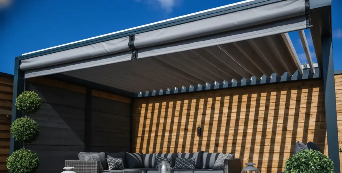 Geometric Shadow Play Bioclimatic Pergola - Engineered for Every Season