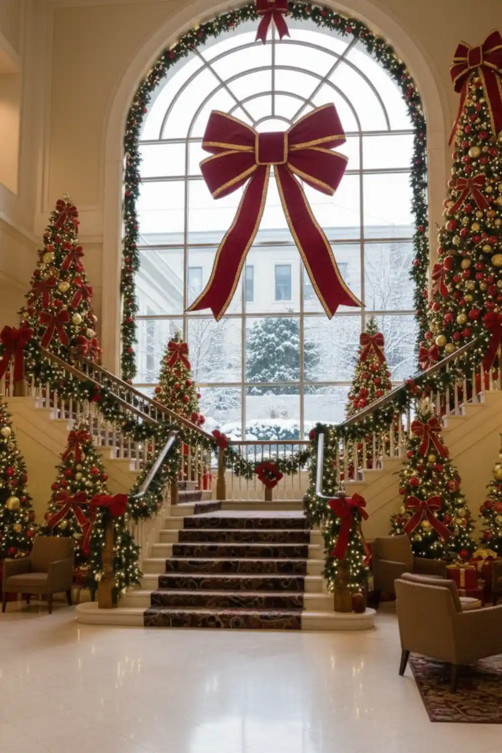 Grand Entrance Christmas Cheer - A Red and Gold Bow Extravaganza