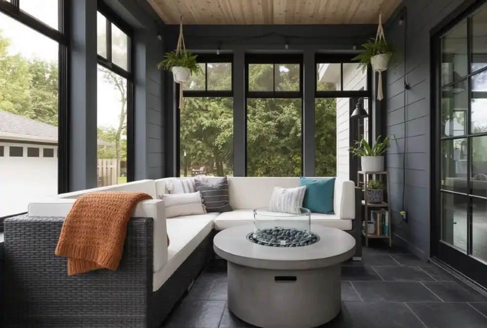 Graphite Grey & Fire Pit Haven - A Modern, Cozy Outdoor Lounge