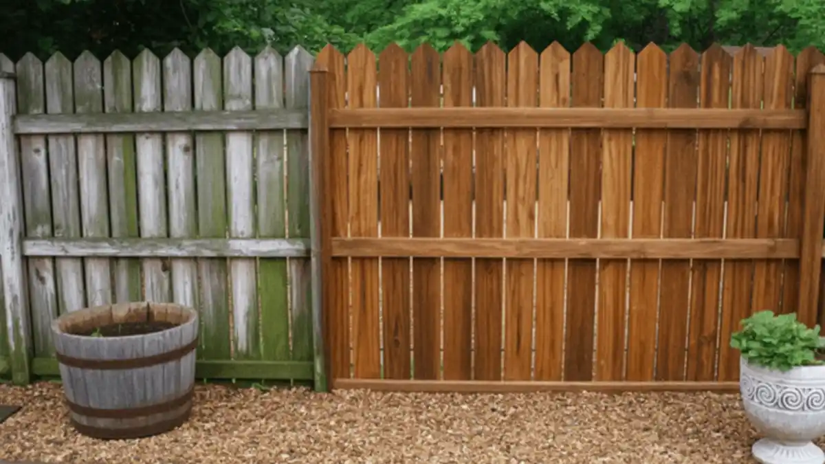 Honey-Brown Picket Revival Fence – Wood Restoration Ideas Before Staining