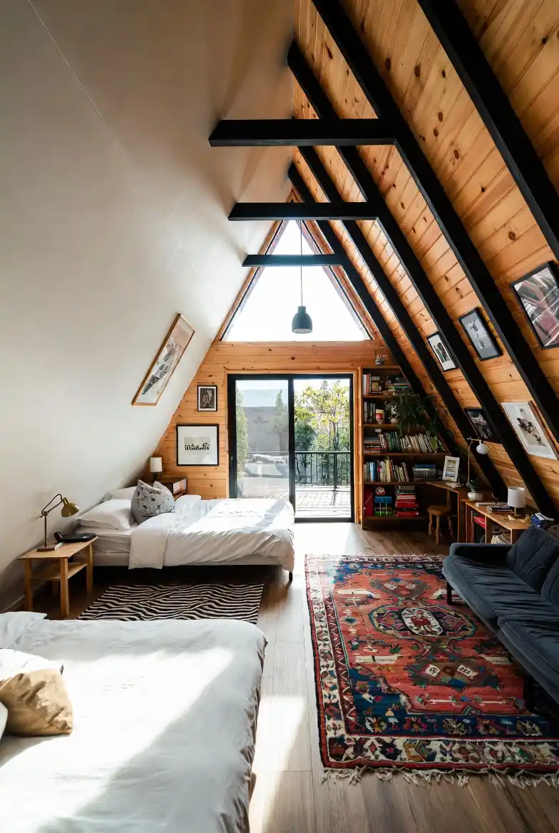 Hybrid Wood & White Studio Loft – Bridging Minimalist and Maximalist Styles