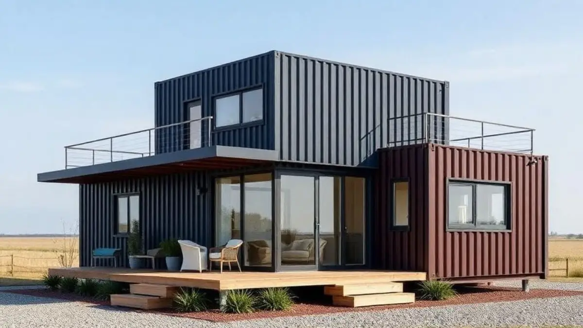 Industrial Contrast Container Home - Build Your Dream with Smart Stacking
