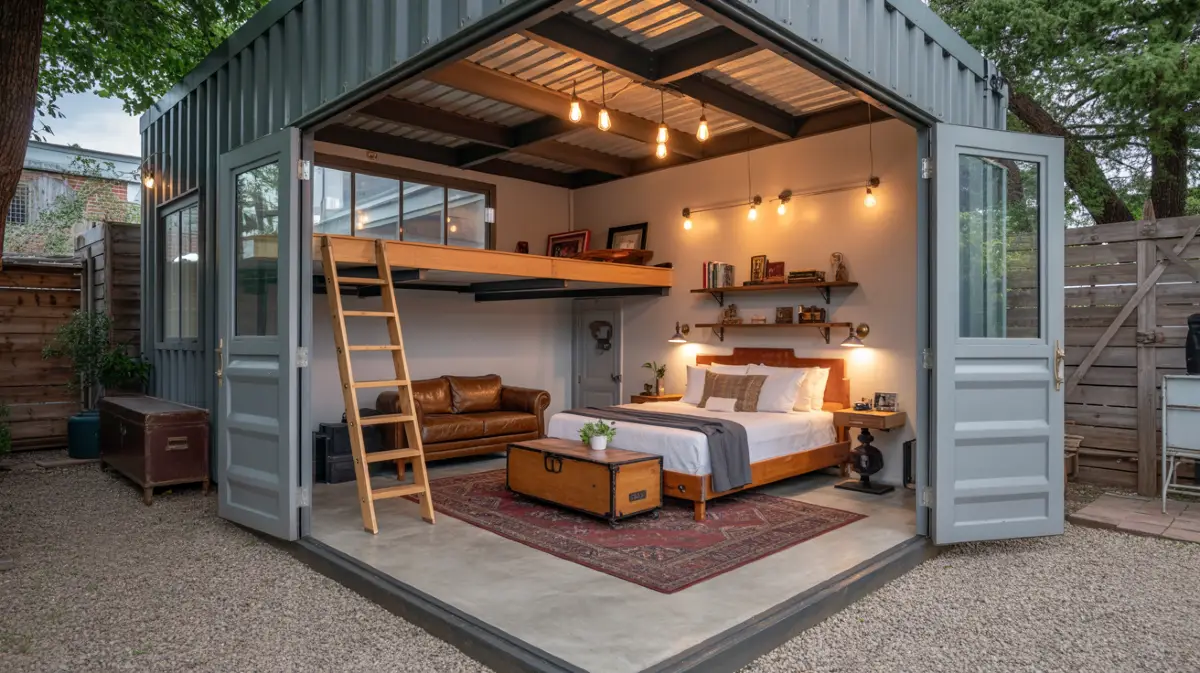 Industrial Loft Guest Suite - A Cozy, Elevated Retreat in a Shipping Container