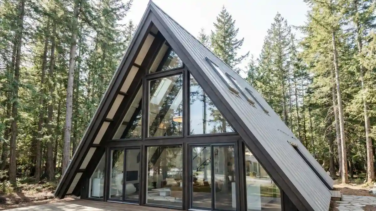 Luxurious Cognac & Crisp White Open Concept – Elevating the Rustic A-Frame to Modern Heights