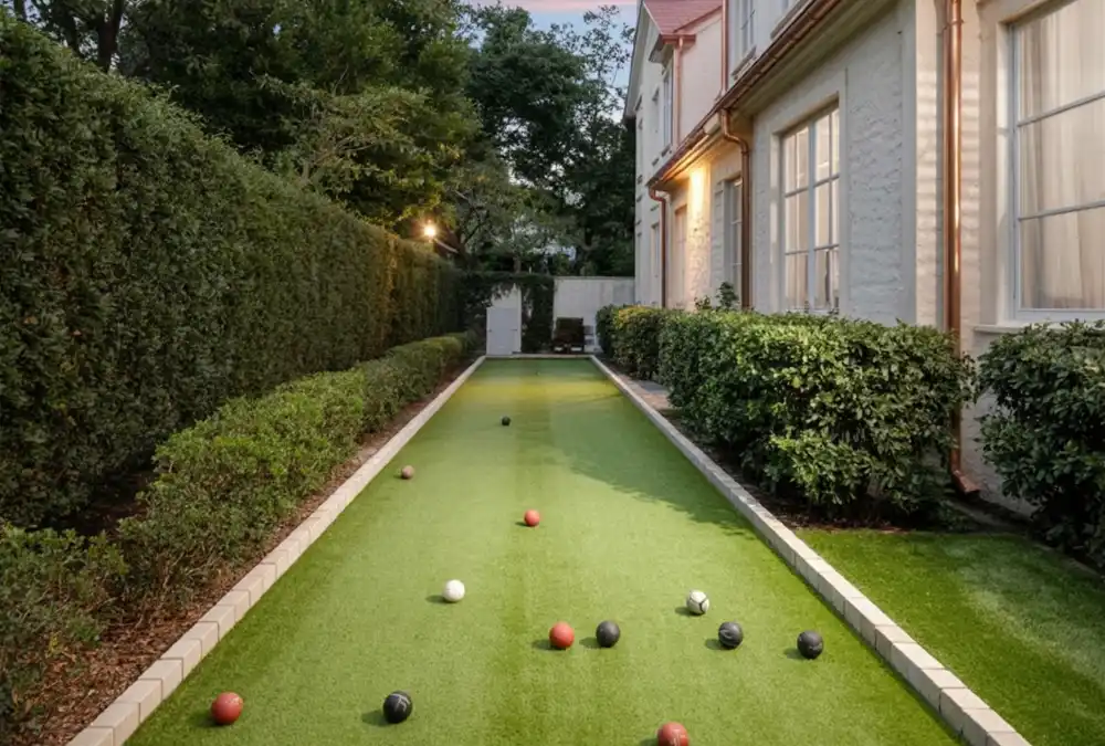 Manicured Green Bocce Court – Turning the Alley into a Competitive Game Zone