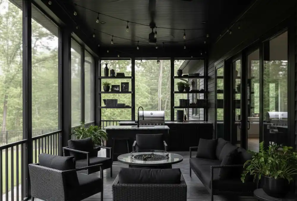 Midnight Monochrome & Concrete Lounge - An Ultra-Modern Culinary Escape